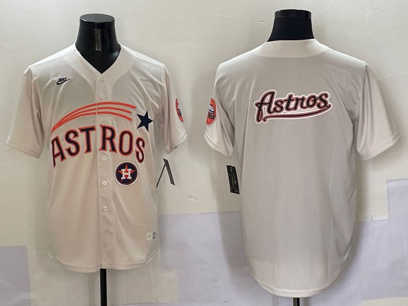 Men Houston Astros Blank Cream Five generations Joint Name 2025 Nike MLB Jersey style 20->houston astros->MLB Jersey
